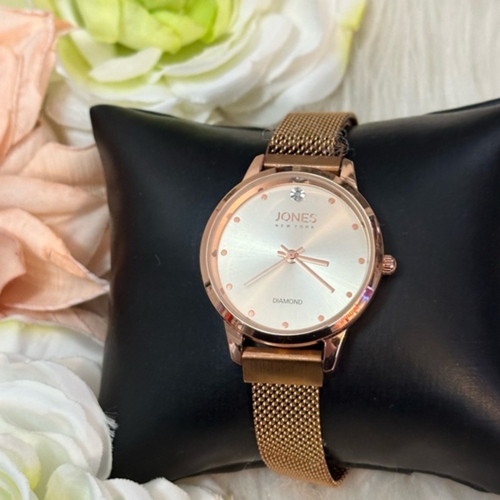 Women's Rose Gold Watch With Mesh Magnetic Adjustable Band Jones New York